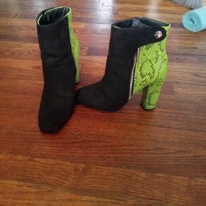 Black/lime booties